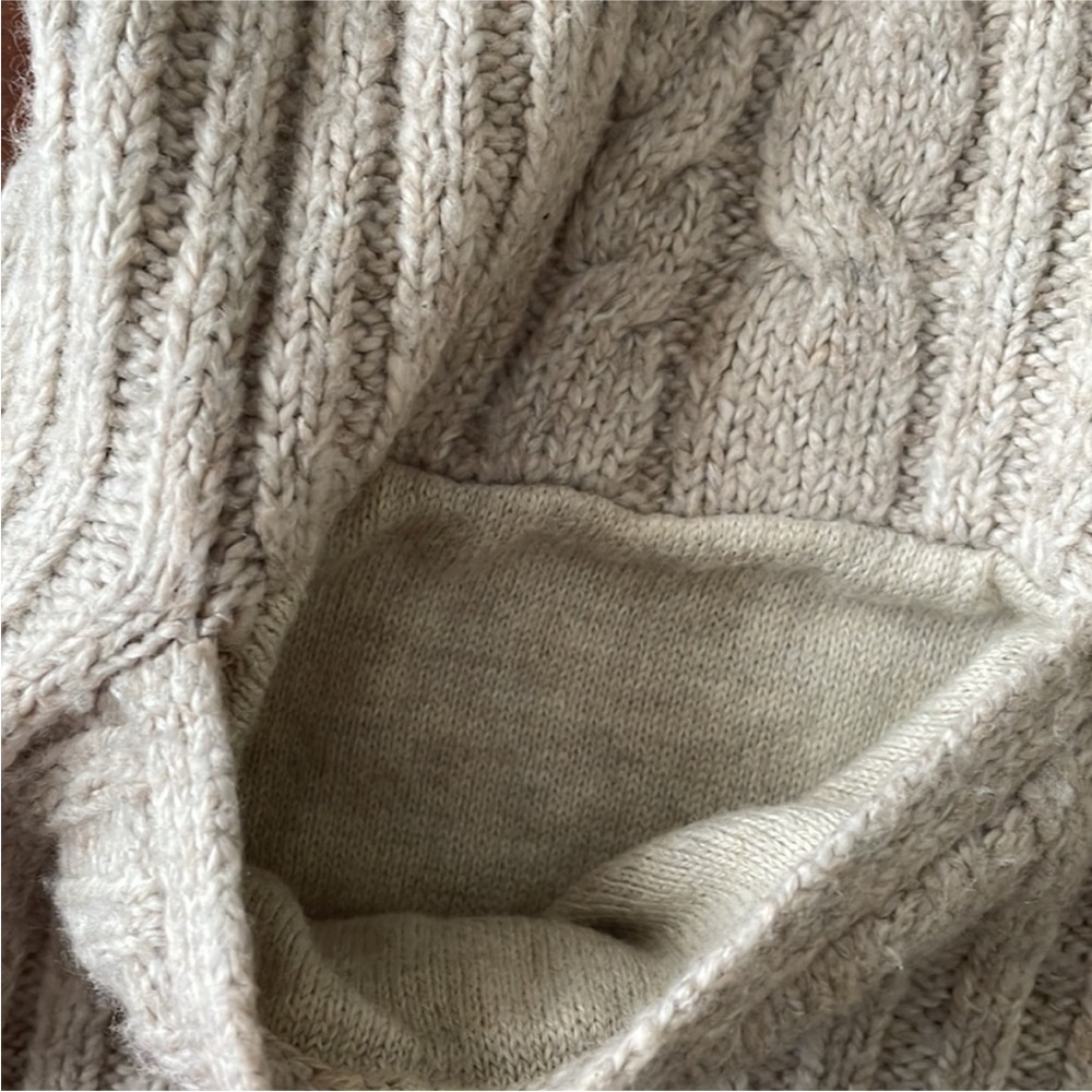 ABERCROMBIE & FITCH cable knit chunk women's oat Mock Neck Sweater SZ Small - Picture 11 of 14